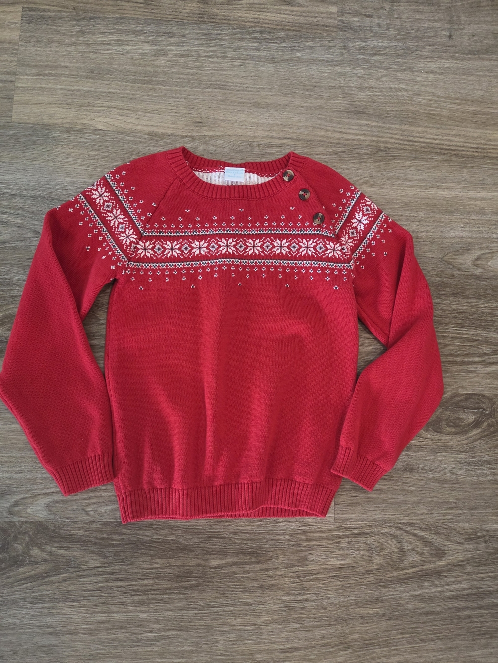 Edgehill Collection Red Fair Isle Button Shoulder Sweater - Picture 2 of 6